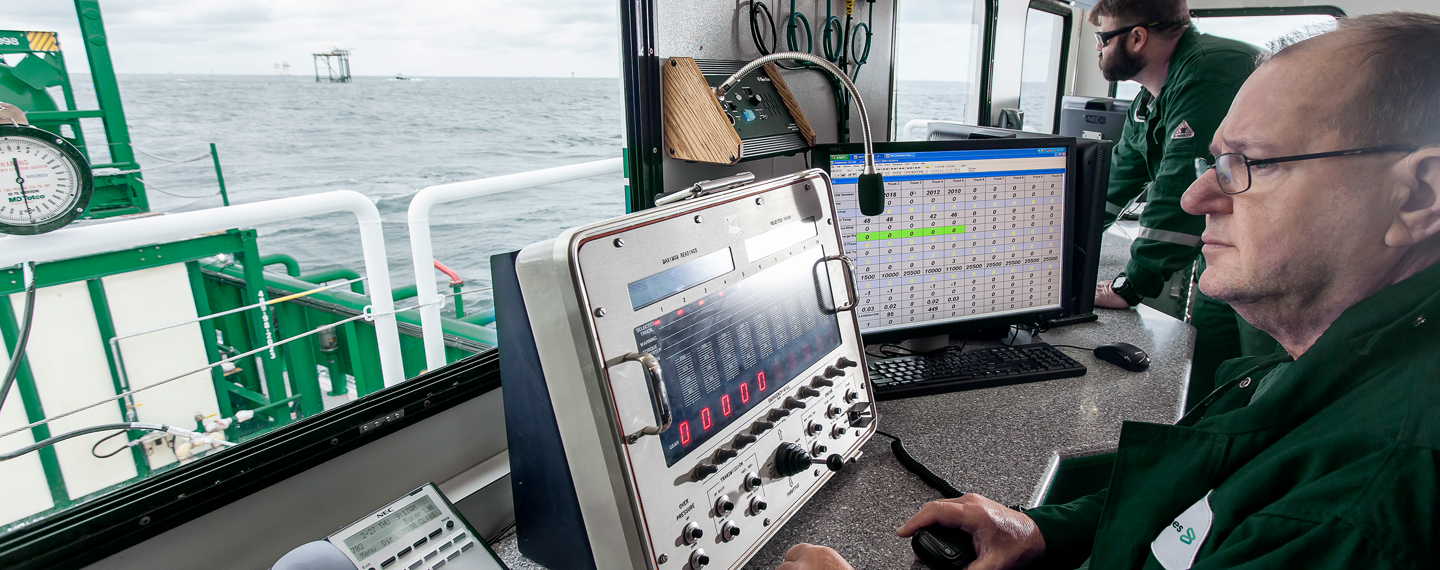 Photo of inside the cabin of a StimFORCE stimulation vessel