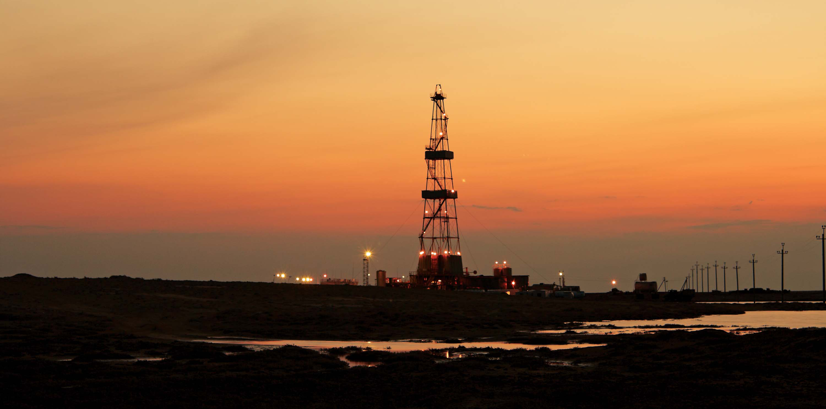 Land rig at sunset.