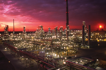 Refinery at sunset